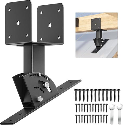 Pergola Roof Rise Bracket-Kit - Upgrade Adjustable Angle Mount Pergola Beam Brackets Support for 4x4/4x6 Lumber 1Pcs
