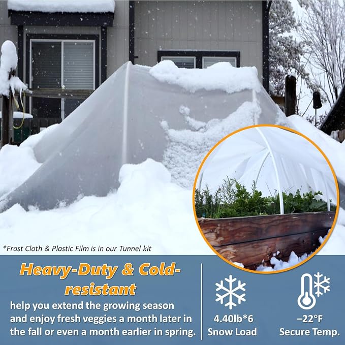 Greenhouse Hoops for 2-4ft Wide Raised Beds, 6.56ft Long Super Bendable Fiberglass Garden Hoops, Weather Resistant Grow Tunnel Support Frame for Plant Row Cover, 6 Pcs