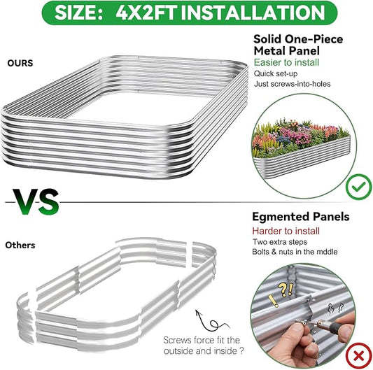 4 Pack Raised Beds for Gardening, Corrugated Galvanized Steel Raised Garden Bed, Outdoor Metal Above Ground Garden Bed for Vegetables and Flowers-4x2FT