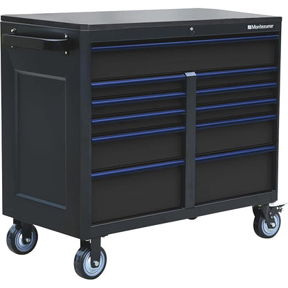 Montezuma Tool Box - 46" x24" 11 Drawer Rolling Tool Cabinet with Multiple Power Outlets & Black Powder Coat Finish - M462411TC