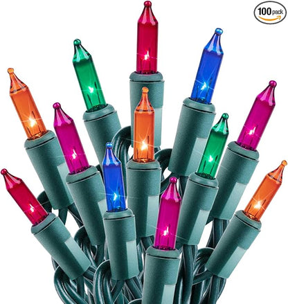 Minetom 100 Counts Clear Christmas String Lights 26.5 Feet Warm Mini Lights Waterproof for Indoor Outdoor Patio Wreath Garden Wedding Party Thanksgiving Holiday Xmas Tree Decorations, Multicolored