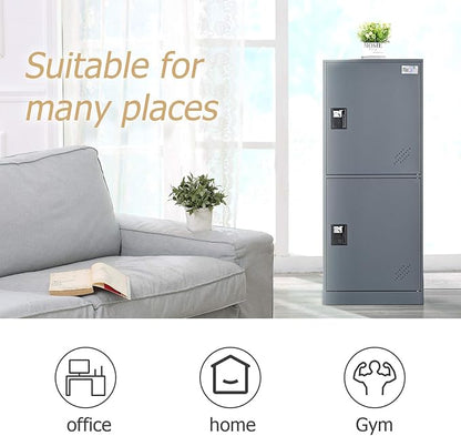 MECOLOR Vertical Single Tier Small Locker with Padlock latche 2 or 3 Compartment Storage for Employee,Home,Office,School,Kids (Dark Grey, P2V)