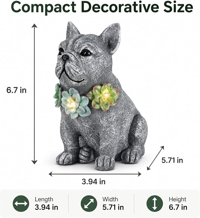 Solar Garden Statues Dog with Succulent and LED Lights Birthday Gifts for Women Mom Grandma Solar Outdoor Dog Decor for Outside,Outdoor Solar Lights for Yard, Garden and Patio, Unique Gift for Women
