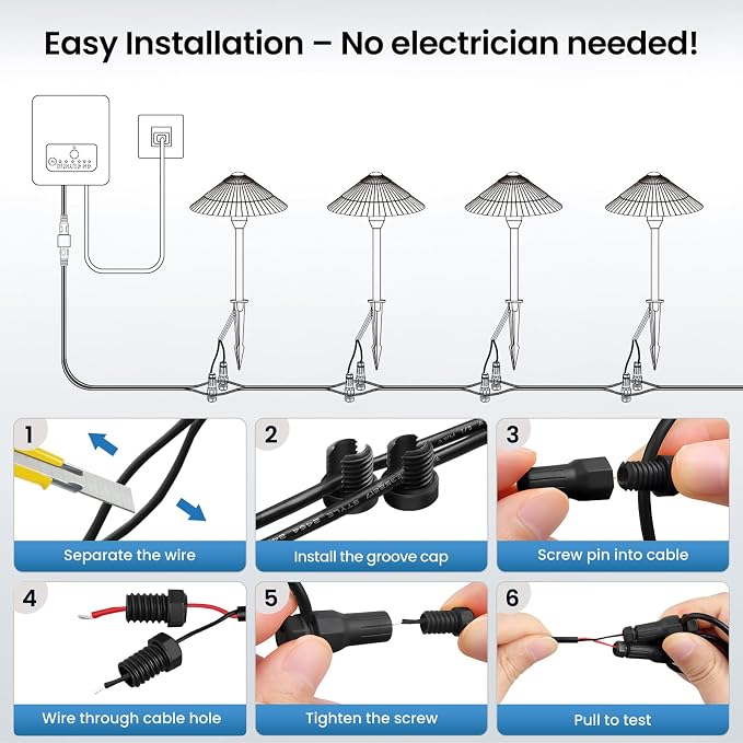 ZZXX All-in-One Low Voltage Landscape Lighting Kit 4-Pathway Lights with 40W Transformer, 5W Dusk to Dawn Outdoor Lighting, IP66 Waterproof LED Landscape Lights, Outdoor Lights 2700K for Yard Patio