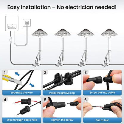 ZZXX All-in-One Low Voltage Landscape Lighting Kit 4-Pathway Lights with 40W Transformer, 5W Dusk to Dawn Outdoor Lighting, IP66 Waterproof LED Landscape Lights, Outdoor Lights 2700K for Yard Patio
