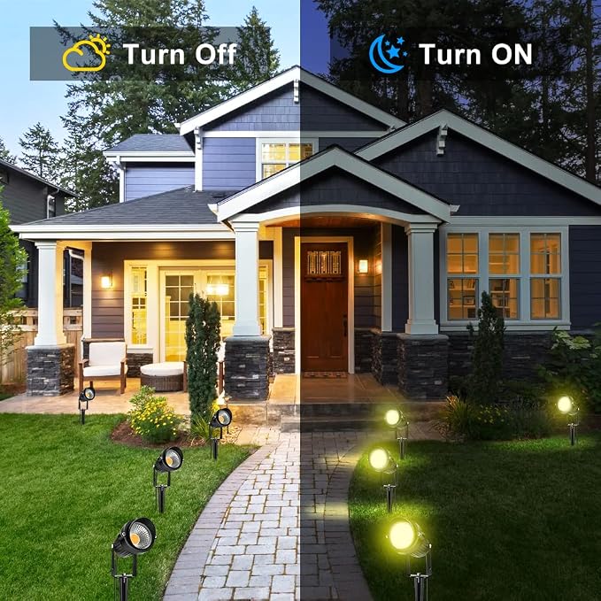 LightingWill 5W LED Landscape Lights, Warm White 3000K-3500K, Waterproof DC 12V COB LED Outdoor Wall Spotlight Low Voltage Garden Tree Spot Lighting for,Yard,Pathways,Fence (4 Pack)