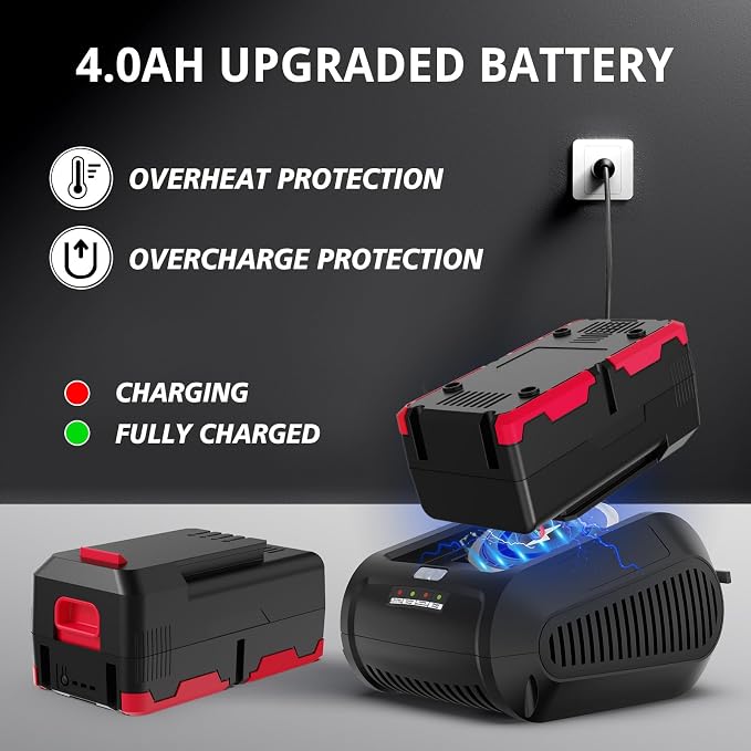 PowerSmart Cordless Leaf Blower with a 40V Battery and Charger, 2 Speeds, Lightweight, for Lawn Care, Yard, Sidewalk, Car