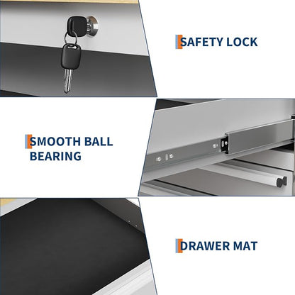 GAOMON 61 Inch Tool Chest, Tool Cabinet with 9 Drawers, Mobile Storage Cabinet with Locking System, Stainless Steel Material and Sturdy Structure, High Capacity for Home Workshop Kitchen and Garage.