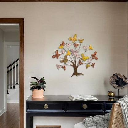 dreamskip Tree of Life Wall Art, 28" Large Outdoor Wall Decor with Butterfly, Handcrafted Tree Metal Wall Art for Garden, Patio, Fence, Living Room, Bedroom