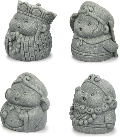 4Pcs Cute Buddha Statue Set | 2 Inch Monk Figurines of Tang Monk, Sun Wukong, Zhu Bajie & Sha Wujing for Office Desk Decor and Chinese Culture Gifts
