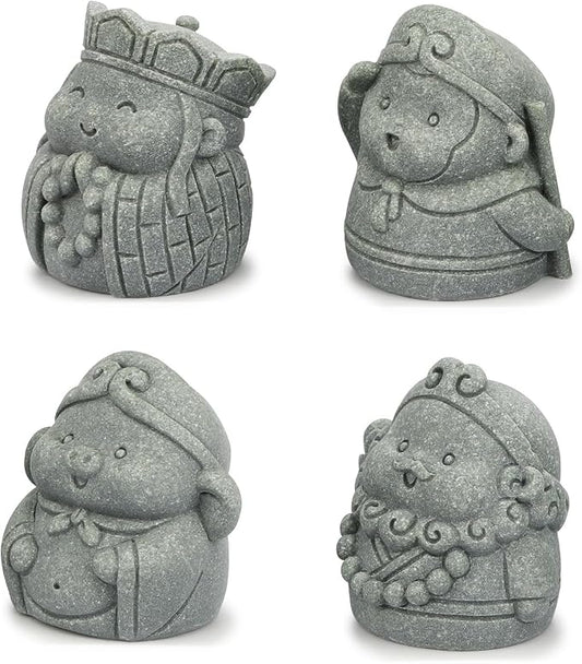 4Pcs Cute Buddha Statue Set | 2 Inch Monk Figurines of Tang Monk, Sun Wukong, Zhu Bajie & Sha Wujing for Office Desk Decor and Chinese Culture Gifts