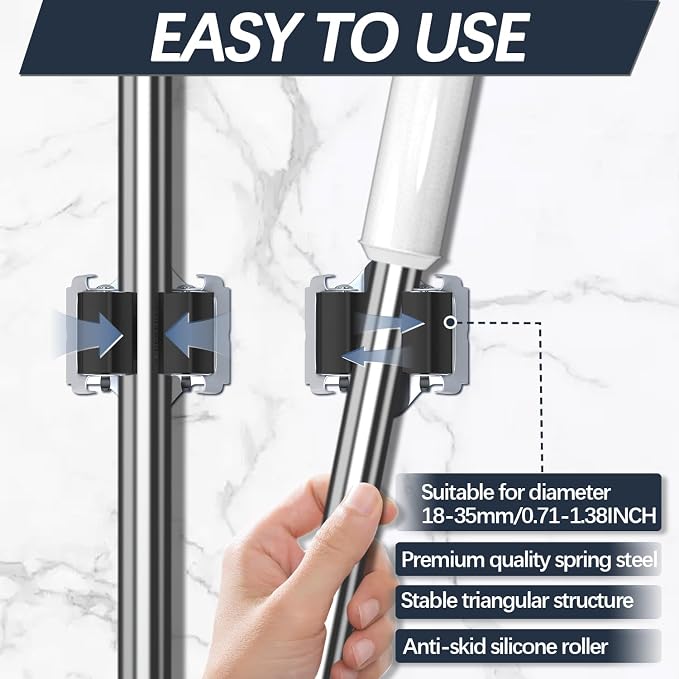 3-H 15 Pack Mop and Broom Holder Big Size Hanging 1 KG Extra,Broom Hanger Wall Mount for Hanging and Organizing Shove Rake Yard Tools in Shed Kitchen Laundry Room Bathroom Garden(Black)