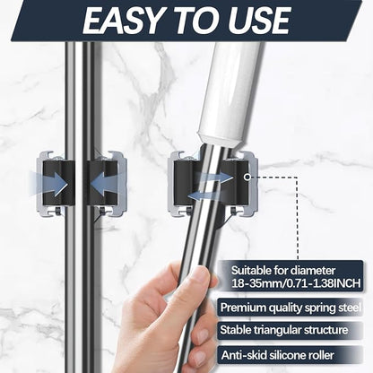 3-H 15 Pack Mop and Broom Holder Big Size Hanging 1 KG Extra,Broom Hanger Wall Mount for Hanging and Organizing Shove Rake Yard Tools in Shed Kitchen Laundry Room Bathroom Garden(Black)