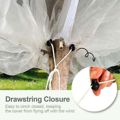 Fruit Tree Netting Cover with Zipper & Drawstring, 2 Packs 4ft x 4ft Insect Bird Barrier Netting for Garden Protection, Ultra Fine Mesh Garden Netting