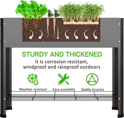 PROXRACER Raised Garden Bed with Detachable Legs Elevated Metal Planter Box for Growing Fresh Herbs Vegetables Flowers Succulents&Other Plants for Outdoor Backyard Patio Deck Balcony Black L