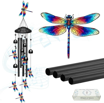 TIANCENTRAL H Metal Dragonfly Wind Chimes Hanging Outdoor Garden Yard Decor | Weather-Resistant Metal,Soothing Tones,Dragonfly Design,Easy Hang,Patio Porch Lawn Decor,Gift for Garden Nature Lovers