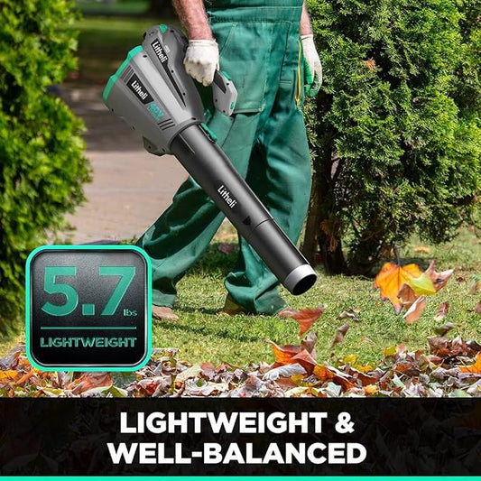 Litheli Cordless Leaf Blower 40V, Battery Leaf Blowers for Lawn Care, with Brushless Motor, Axial Blower for Blowing Leaf, Dust, Snow, Debris, with 2.5Ah Battery & Charger Included