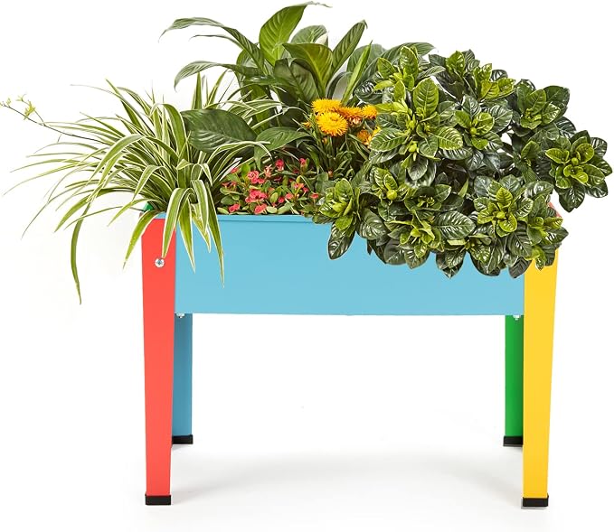 Raised Garden Bed, Garden Raised Planter Box with Legs, Galvanized Garden Planter for Herbs and Vegetables (Multi-Colored)