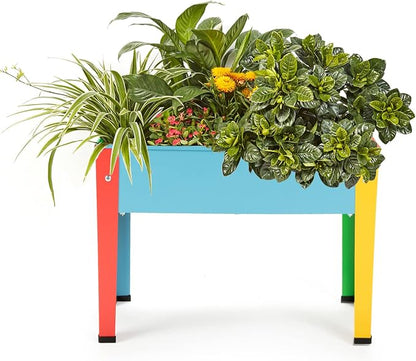 Raised Garden Bed, Garden Raised Planter Box with Legs, Galvanized Garden Planter for Herbs and Vegetables (Multi-Colored)