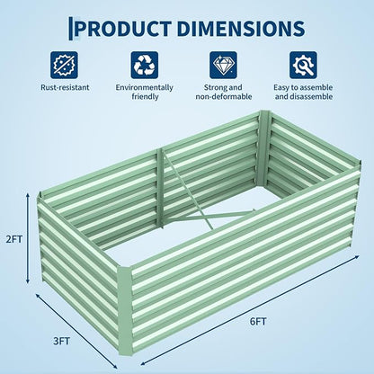 Garvee 6x3x2ft Galvanized Raised Garden Bed Outdoor,Rust-Resistant Raised Garden Beds for Gardening, Easy Assembly Outdoor Garden Box & Planters,Green