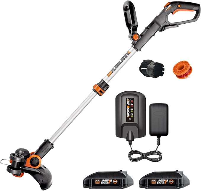 Worx Nitro 40V LEAFJET WG585 Leaf Blower Cordless with Battery & Charger, PowerShare, Blowers for Lawn Care Up to 165 MPH 620 CFM | Worx String Trimmer Cordless GT3.0 20V PowerShare 12" Edger & Weed Trimmer (2 Batteries & Charger Included) WG163