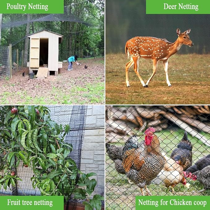 Bird Netting 30x30 Ft, 1/2 in Mesh Heavy Duty Garden Netting | Extra Strong Woven Mesh Netting Pest Barrier for Plants, Fruit Trees, Vegetables, Animal Fencing Against Birds, Deer, Poultry