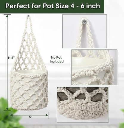 4 Packs Hanging Planters for Indoor Plants, Wall Plant Holder | Plant Hanger Indoor, Wall Planters for Indoor Plants, Hanging Plant (4PK, 2 Large + 2 Small)