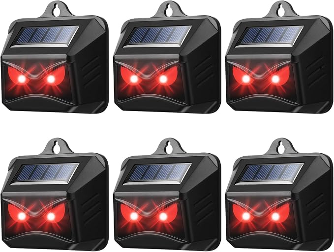 Solar Control Light Nocturnal Animal Repeller Outdoor Deterrent Devices Light Sensor Animal Repellent for Skunk Deer Coyote Fox Raccoon Cat Garden Yard Farm Chicken Coop (6, Black)