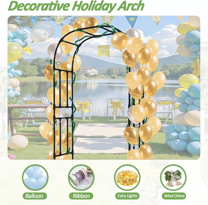 Thickened Metal Garden Arch-59(L)*94.5"(H),Garden Trellis for Climbing Plants Outdoor, Heavy Duty Rust-Proof Iron Arbor Archway for Backyard, Patio, Lawn and Wedding Decorations(20MM Pipe)