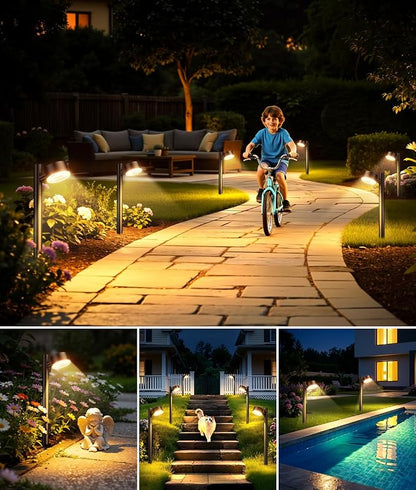 ELECLINK 4 Pack Solar Pathway Lights Outdoor, Adjustable Solar Powered Garden Lights with Bigger LED Lens, Auto On/Off Outdoor Waterproof Solar Lights for Yard Patio Lawn Sidewalk Walkway Driveway