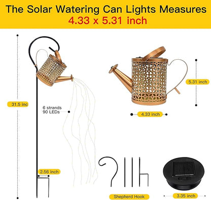 Ollny Solar Watering Can with Cascading Lights Outdoor Garden Decor, Father Day Gifts, Birthday Gifts for Women, IP65 Waterproof 2 Lighting Modes Hanging Lanterns for Yard Patio Lawn (Beehive)
