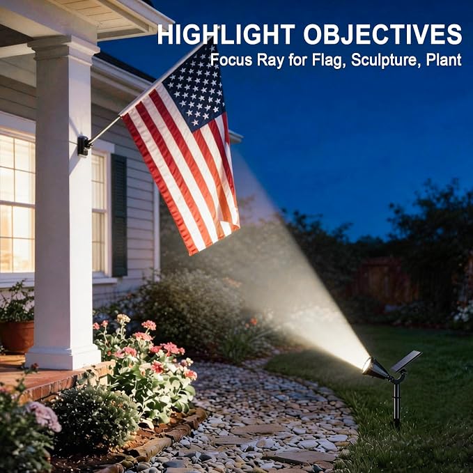 WELALO Solar Spot Lights Outdoor Waterproof IP65, 10 Pack 4 Lighting Modes Solar Powered Landscape Flood Flag Spotlights with Auto On/Off,Solar Garden Yard Pathway Wall Uplights for Outside,Cool White