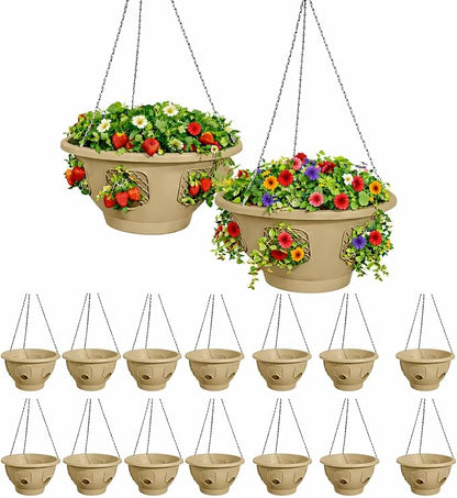 Ultimate Hanging Baskets - Strawberry, Tomato, Flower, and Herb Outdoor Planters - Use Garden Pots for Growing Plants Outside On A Deck, Fence, or Balcony (20, Desert Sand)