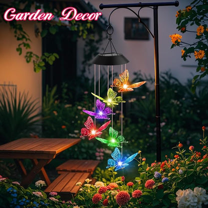 Birthday Gifts for Women, Gardening Gifts for Mom Grandma Nana Wife Sister, Winzwon Solar Lights Outdoor Wind Chimes for Outside Garden Yard Patio Porch Decor Butterfly Decorations