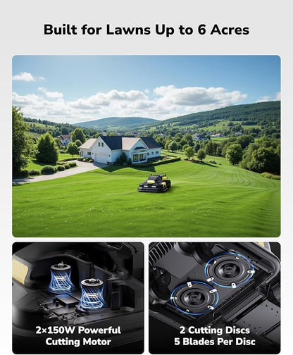 YARBO Robot Lawn Mower for Large Yard up to 6 Acres, Hands Free Operation, Perimeter Wire Free, Modular Design, 1.2"-4.0" Cutting Height, 70% Slopes, Auto Recharging, AI Vision & RTK for Navigation