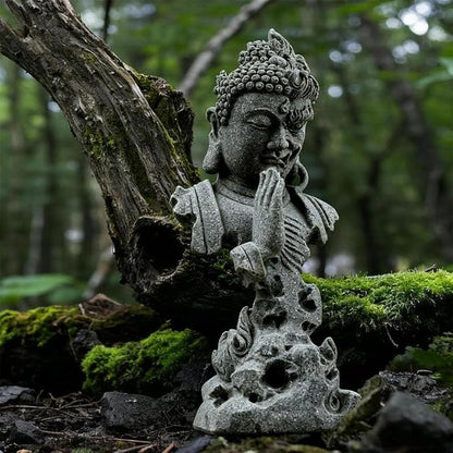 livelyfish Meditating Buddha Statue Zen Garden Statues Sandstone Thinker Buddha Sculpture Figurine for Fish Tank Aquarium Home Decorations, Gift (CS)