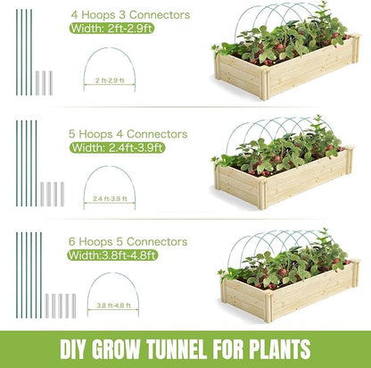 50 Pack Garden Hoops for Raised Beds, 10 Sets Fiberglass with PVC | Durable, Rust-proof, DIY greenhouse tunnel, For row cover, Bird netting, Plant frost protection, Extends growing season