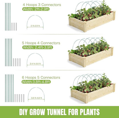 72 Pack Garden Hoops for Raised Beds, 12 Sets Fiberglass with PVC | Durable, Rust-proof, DIY greenhouse tunnel, For row cover, Bird netting, Plant frost protection, Extends growing season