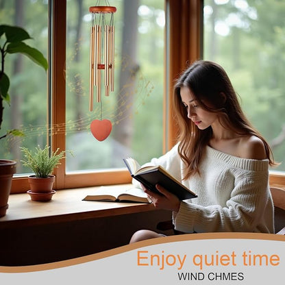 Wind Chimes for Outside – 25.5" Aluminum Windchimes Outdoors for Garden, Patio Decor, Memorial Gifts for Mom, Sympathy Gift for Loss of Loved One, Sister Gifts for Birthdays, Mother's Day(Gold)