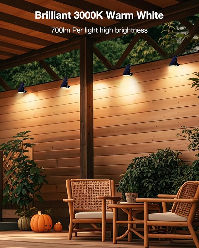 Solar Power Spotlight Outdoor Waterproof Landscape LED Accent Lighting for Yard, Tree, Plants, Walls, Path, Garden, Statues, Adjustable Brightness,Dusk to Dawn Long Lasting (Warm White, 1 Pack)