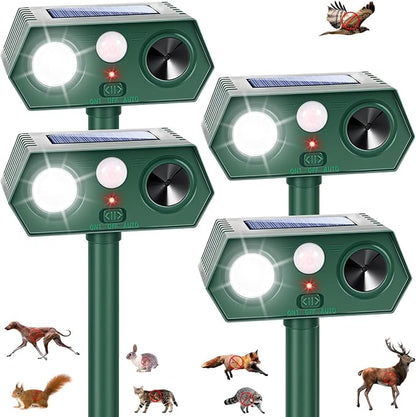 2026 Sonic Fortress Pro Deer Repellent Devices, Solar Ultrasonic Racoon Squirrel Repellent Outdoor Motion Activated Animal Repeller Cat Deterrent Light to Scare Rabbit Skunk Dog Out of Garden Yard(4)