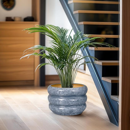 SQOWL Ceramic Planter 10 Inch - Indoor Plant Pot with Drainage Hole Outdoor Planter Large Flower Pot Modern Decorative Plant Pot for Bathroom Room Decorations Gray