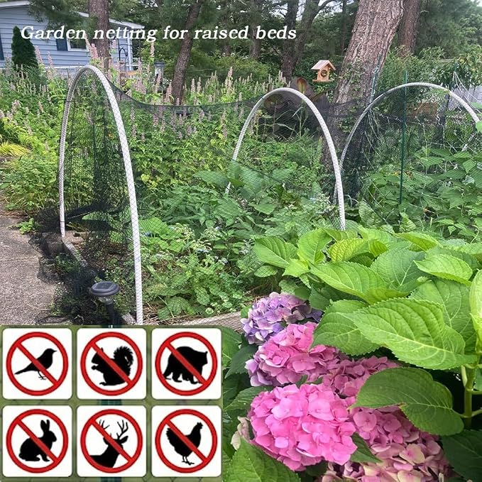 Junflying Bird Netting 10x10 Ft, 1/2" Heavy Duty Garden Protection Cover | Durable 25 GSM HDPE Netting Protects Fruit Trees, Vegetables and Blueberries From Deer, Chickens and Wildlife