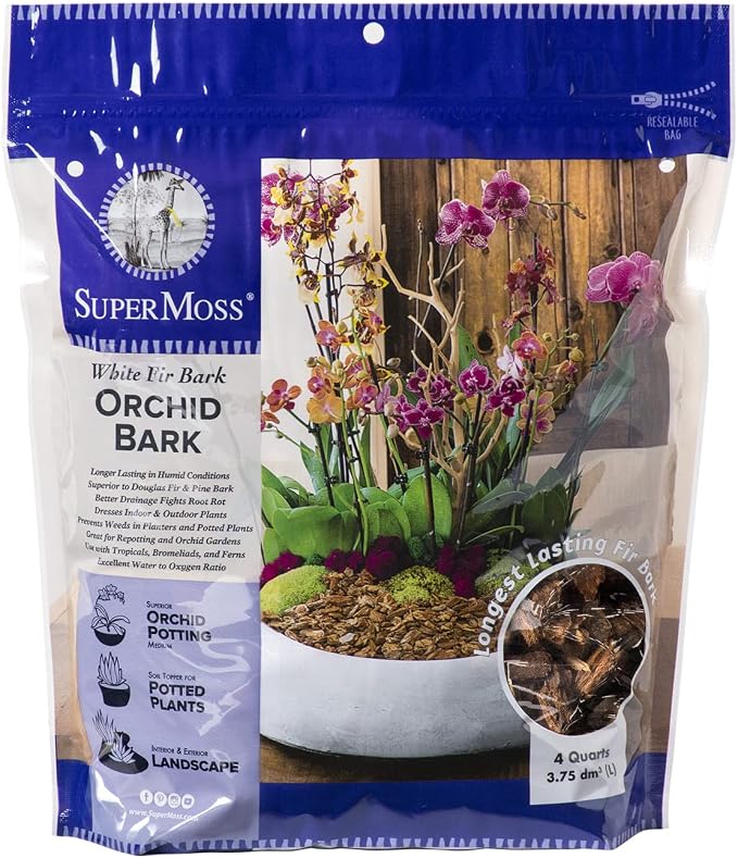 SuperMoss (23114) Orchid Potting Bark, Natural, 4 quarts (Pack of 8)