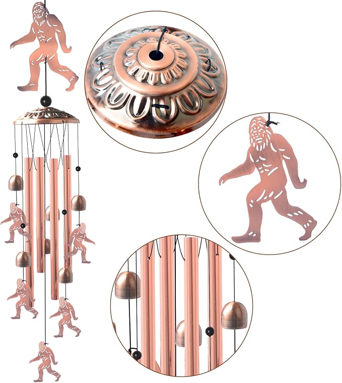 Brass Bigfoot Wind Chime,Handmade Unique Wind Chimes for Outside Clearance, Garden Gift for Yard Decorations Outdoor, Perfect for Mom, Kids Meditation Lovers - Nursery, Patio Garden Decor