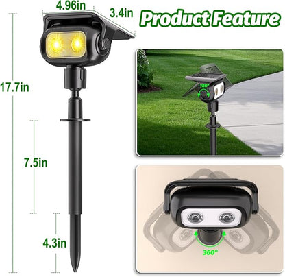Nreonrick Solar Spot Lights 360° Adjustable Solar Lights Outdoor IP65 Waterproof with 2-in-1 Solar Powered Spotlights for Landscape Lighting for Garden, Yard, Pathway (Warm White, 2 Pack)