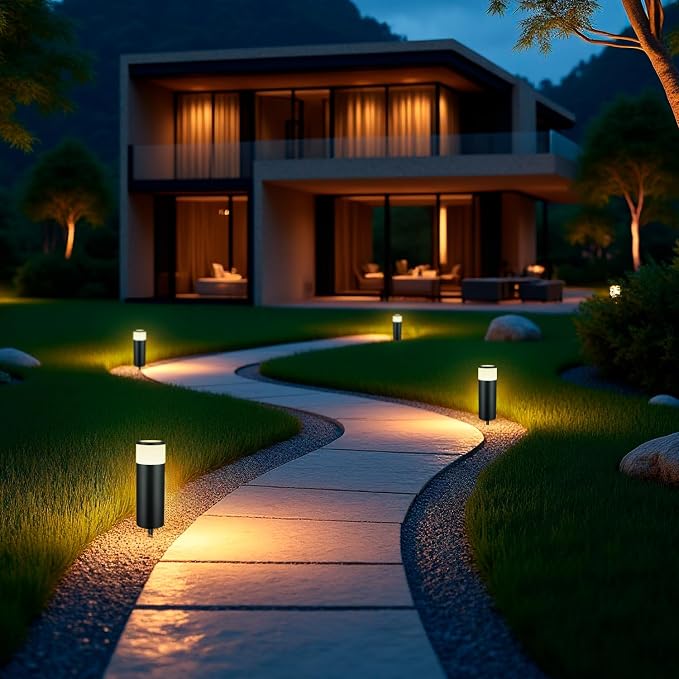 5CCT Low Voltage Bollard Pathway Lights, 4.5W 320LM 12-24V AC/DC | Aluminum Waterproof Outdoor Landscape Path Light, Glass Head 4FT Corded with IP65 Wire Nuts, 4Pack 1800/2200/2700/4000/5000K