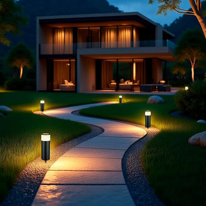 5CCT Low Voltage Bollard Pathway Lights, 4.5W 320LM 12-24V AC/DC | Aluminum Waterproof Outdoor Landscape Path Light, Glass Head 4FT Corded with IP65 Wire Nuts, 4Pack 1800/2200/2700/4000/5000K