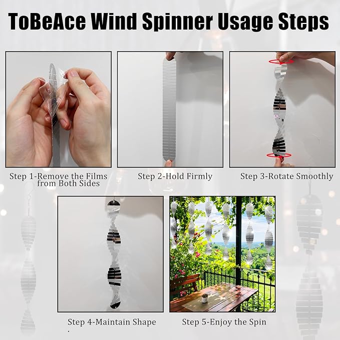 Stainless Steel Bird Deterrents for Outside Patio, Reflective 3D Bird Scare Devices Wind Spinners Outdoor Decor, Woodpecker Deterrent Bird Reflectors to Keep Pigeon Crow Away House Yard Window, 6 Pcs