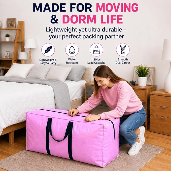 Extra Large Storage Bags, Jumbo Moving Tent Storage Bags, Foldable Big Blue XXL Duffle Bag for Travel,Christmas Tree Bag, 42x23x13.5inch - 2PACK
